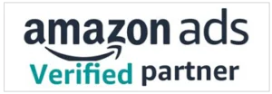 Logo displaying "Amazon ads Verified partner" with the Amazon smile logo incorporated in the text.